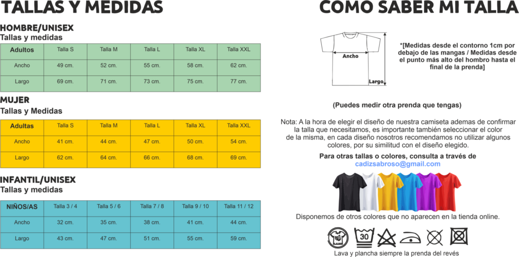 Tallas de las camisetas