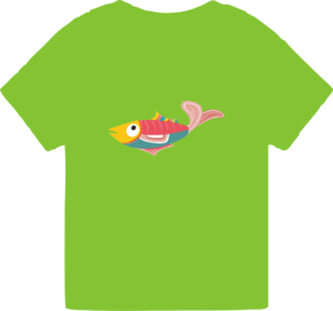 camiseta infantil verde oasis_PEZ FANTASIA 5 - UNISEX